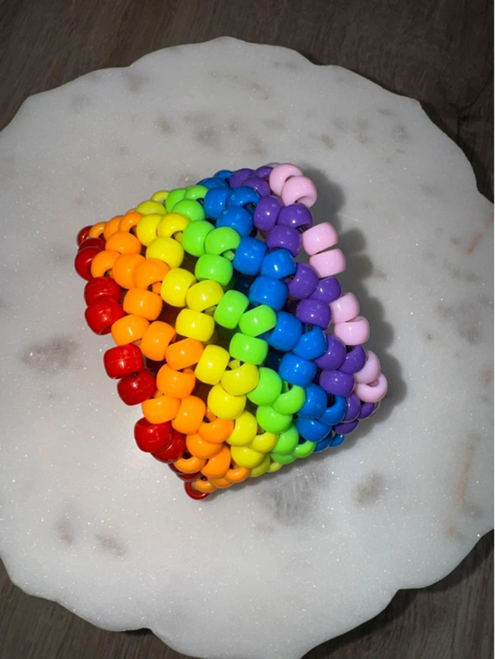 Handmade Rainbow Beaded Wide Cuff Bracelet - Picture 5 of 9